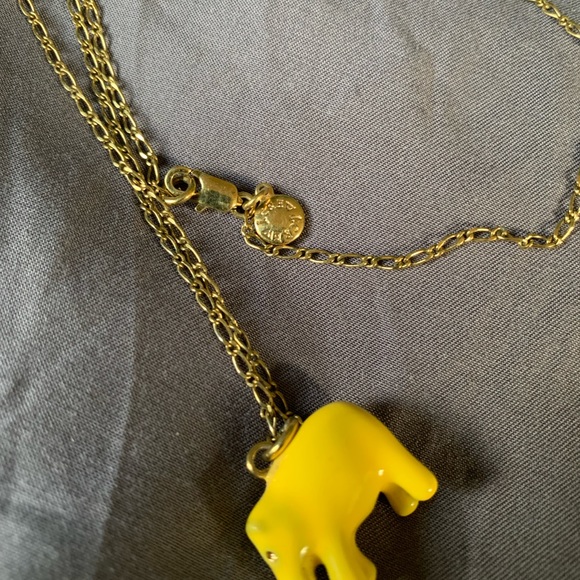 J. Crew yellow enamel hippo necklace on gold chain - Picture 4 of 7